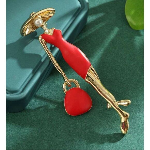 Red Dress Brooch - Picture 1 of 5